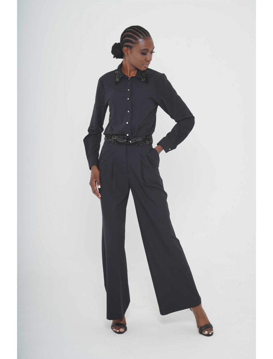 SHIRT AND EMBROIDERED TROUSERS SET